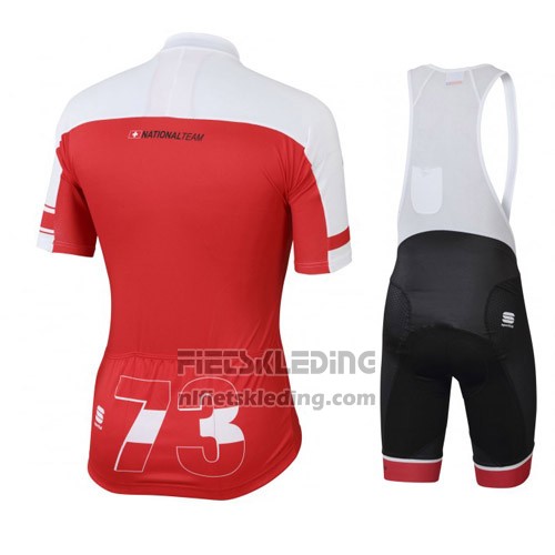2016 Fietskleding Zwitserland Wit en Rood Korte Mouwen en Koersbroek